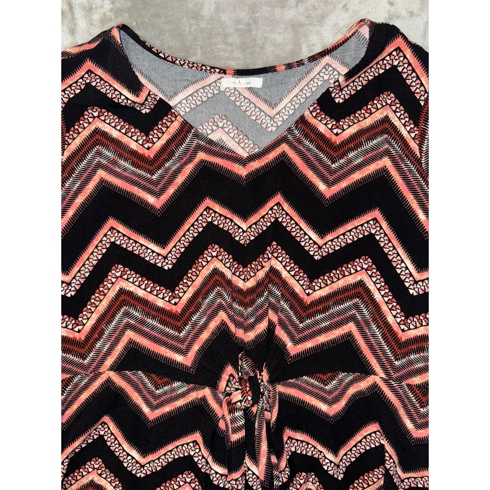 Maurices Shirt Womens L‎ Pink Black Bohemian Hippie Artsy Western Tie-Front - Picture 4 of 14